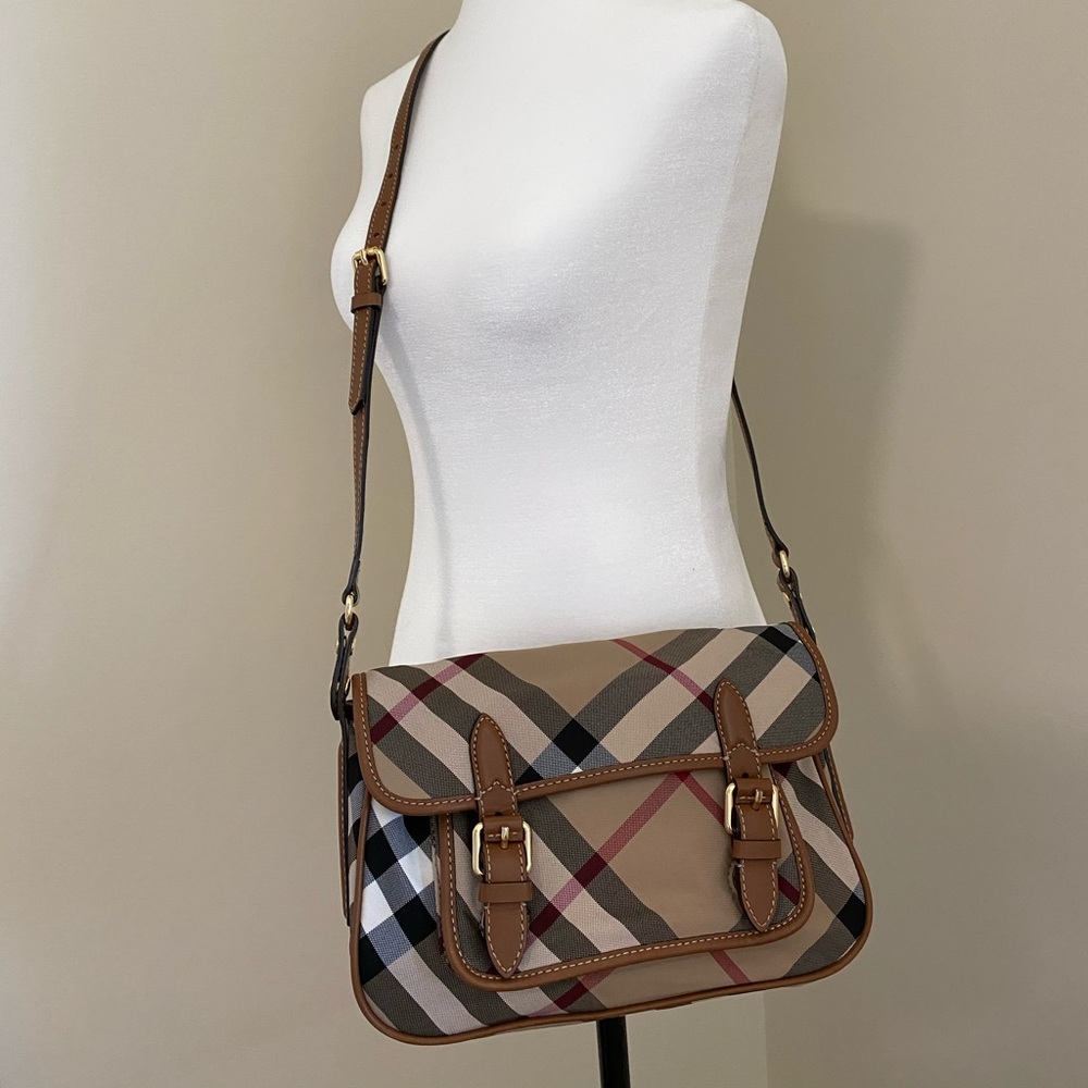 BURBERRY Classic Stripe Shoulder Bag, BROWN